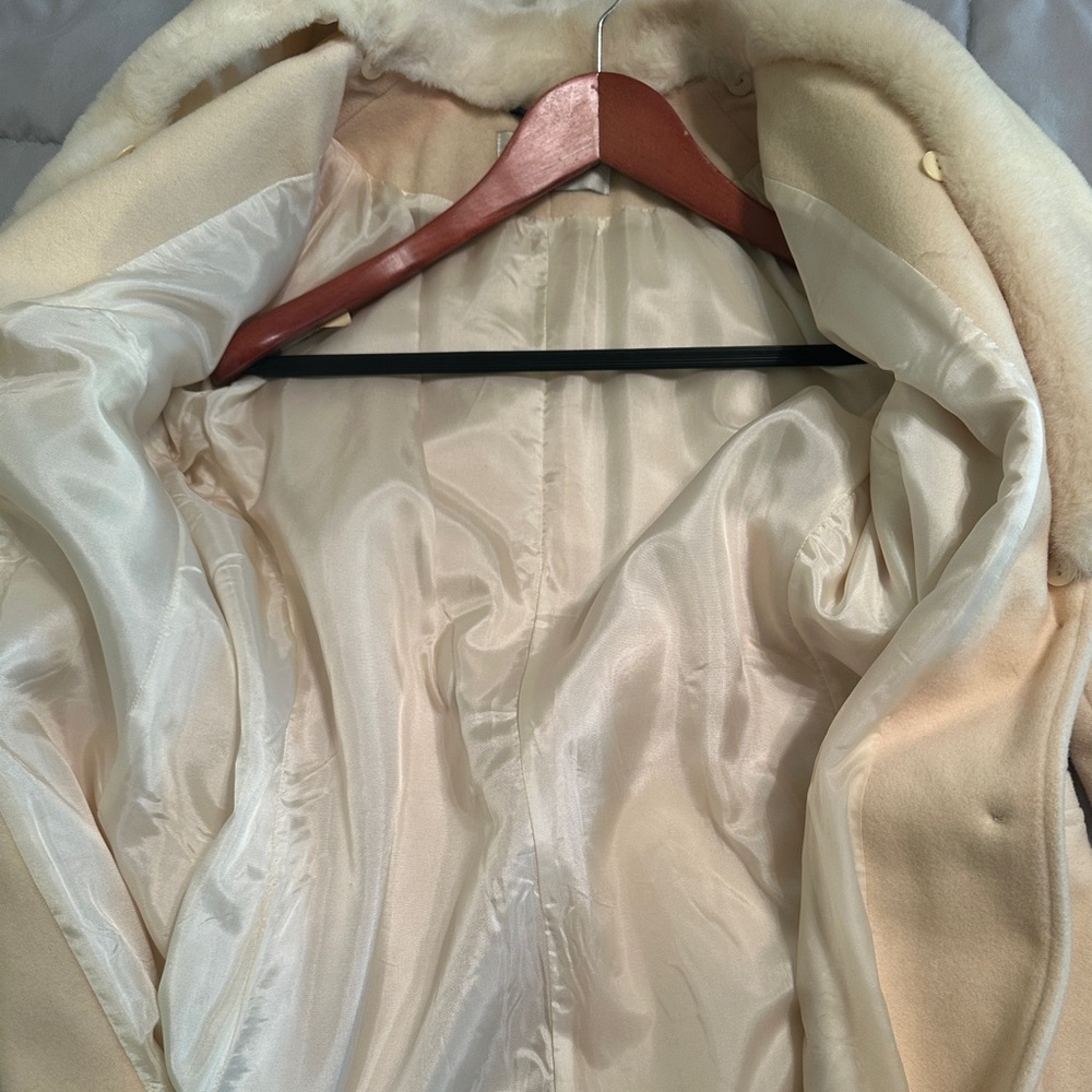 Vintage Long  Style Winter Coat Cream Size 48 (Fits M/L) Anastasio - Picture 13 of 16